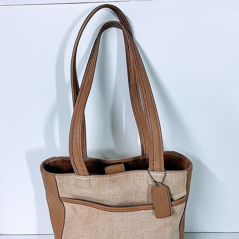 Coach 6122 Bleeker Tan Leather & Canvas Tote – Vintage, Made in USA EUC - Picture 7 of 9
